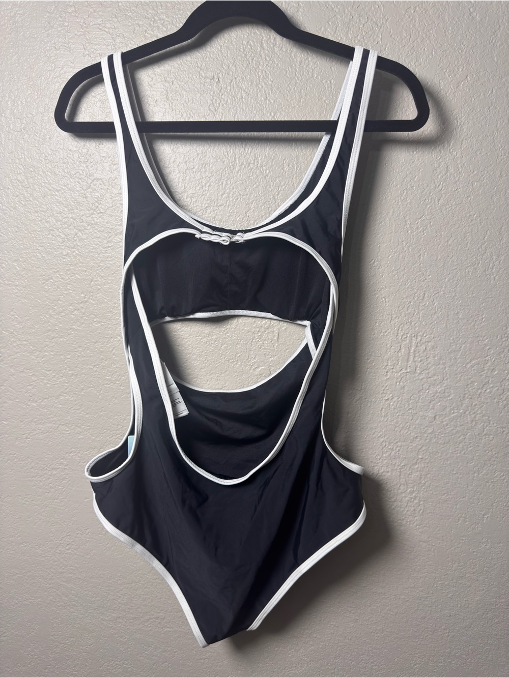 Cupshe Black One-Piece Swimsuit with White Trim - Picture 7 of 10